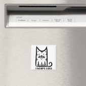 Aimant Chat avec une Moustache Stylée, j'adore les chats (In Situ (Lave-vaisselle))