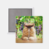 Aimant Chat avec verre de vin (Recto/Verso)