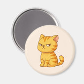 Aimant Chat beige tabby orange grincheux (Recto/Verso)