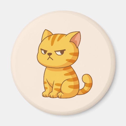 Aimant Chat beige tabby orange grincheux (Devant)
