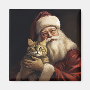 Aimant Chat Bengal avec le Père Noël Festif Noël