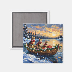 Aimant Chat Bengal Noël Bateau Fêtes