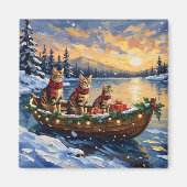 Aimant Chat Bengal Noël Bateau Fêtes (Devant)