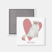 Aimant Chat Birman Aquarelle Kitty Coeur rose (Recto/Verso)