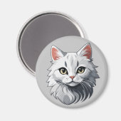 Aimant Chat Blanc Charmant (Recto/Verso)