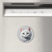 Aimant Chat Blanc Charmant (In Situ (Lave-vaisselle))
