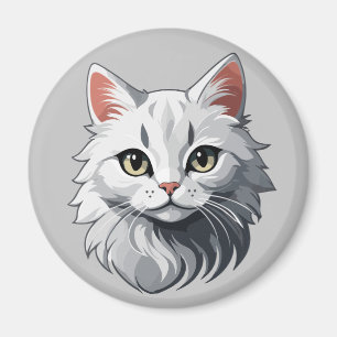 Aimant Chat Blanc Charmant