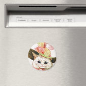 Aimant Chat blanc souriant avec Casquette (In Situ (Lave-vaisselle))