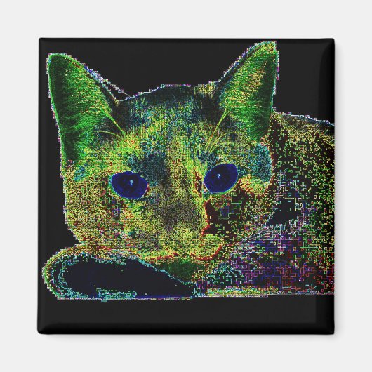 Aimant Chat bleu néon (Devant)