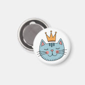 Aimant Chat Bleu Whimsical Avec Couronne Jaune (Recto/Verso)