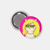Aimant Chat Blond Cool avec des Lunettes de Soleil Pixel  (Recto/Verso)