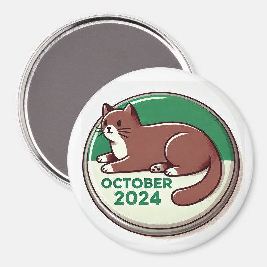 Aimant Chat, Brown et blanc (Recto/Verso)