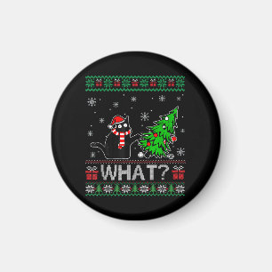 Aimant Chat Ce Chat Noir Drôle Poussant Arbre De Noël