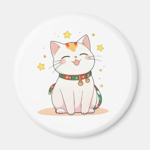 Aimant Chat Chanceux avec Étoiles Design Kawaii