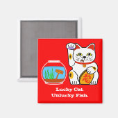 Aimant Chat chanceux. Poisson malchanceux (Recto/Verso)