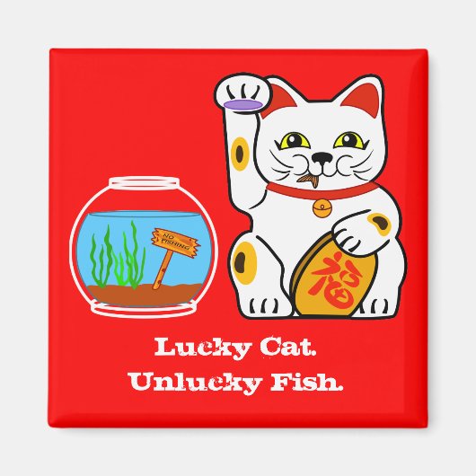 Aimant Chat chanceux. Poisson malchanceux (Devant)