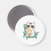 Aimant Chat Chibi Mignon avec des Lunettes de Soleil Buva (Recto/Verso)