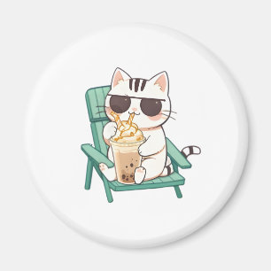 Aimant Chat Chibi Mignon avec des Lunettes de Soleil Buva