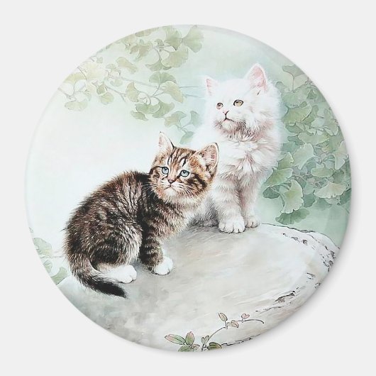 Aimant Chat chinois Art deux chats (Devant)