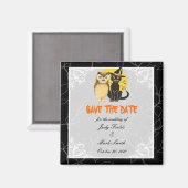 Aimant Chat & Chouette Halloween Mariage Enregistrer La D (Recto/Verso)