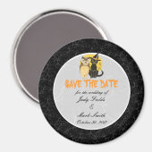 Aimant Chat & Chouette Halloween Mariage Enregistrer La D (Recto/Verso)