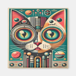 Aimant Chat Circuit Rétro Futuriste Milieu de Siècle