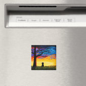 Aimant Chat coloré Chêne Chêne Paysage Créationarts (In Situ (Lave-vaisselle))