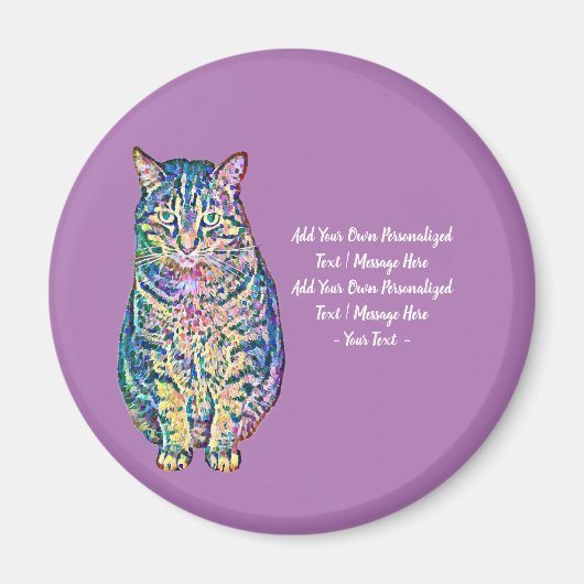 Aimant Chat coloré Texte personnalisé (Devant)