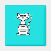 Aimant Chat cool avec lunettes de soleil (Devant)