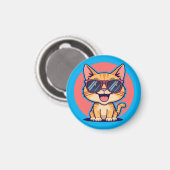 Aimant Chat cool avec lunettes de soleil - Mignonne Funny (Recto/Verso)
