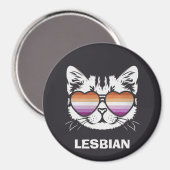 Aimant Chat cool avec lunettes Drapeau Lesbienne Drôle Sa (Recto/Verso)
