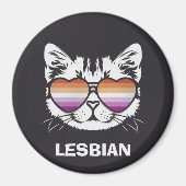 Aimant Chat cool avec lunettes Drapeau Lesbienne Drôle Sa (Devant)