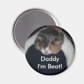 Aimant Chat couché Cute Calico au-dessus de l'épaule (Recto/Verso)