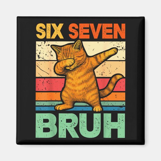 Aimant Chat Dabbing Bruh 67 Mème 6 7 Six Sept (Devant)