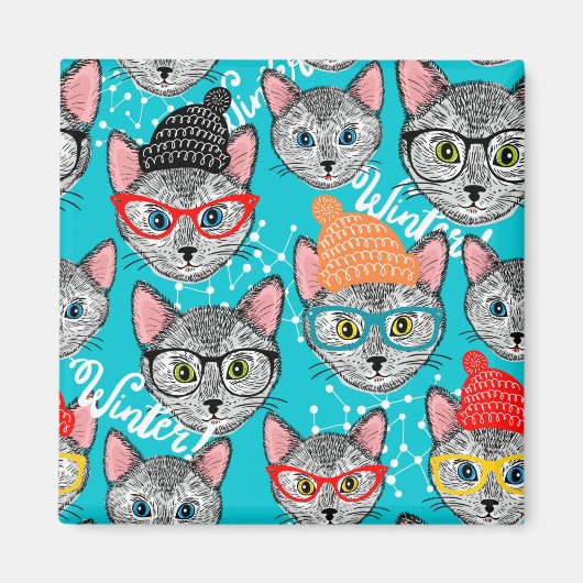 Aimant Chat dans le casquette (Devant)