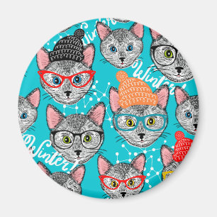 Aimant Chat dans le casquette