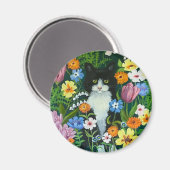 Aimant Chat dans les Fleurs (Recto/Verso)
