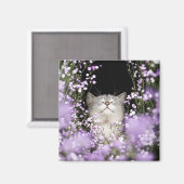 Aimant Chat dans les fleurs (Recto/Verso)