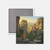Aimant Chat dans Meteora Grèce Voyage (Recto/Verso)