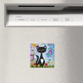 Aimant Chat Dans Un Jardin Art Abstrait (In Situ (Lave-vaisselle))