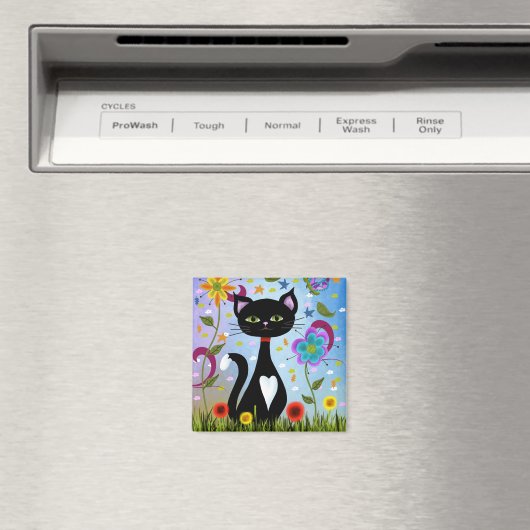 Aimant Chat Dans Un Jardin Art Abstrait (In Situ (Lave-vaisselle))