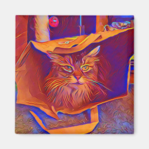 Aimant Chat dans un sac
