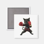Aimant Chat de boxe thaïlandaise Funny Meau Thai Martial (Recto/Verso)