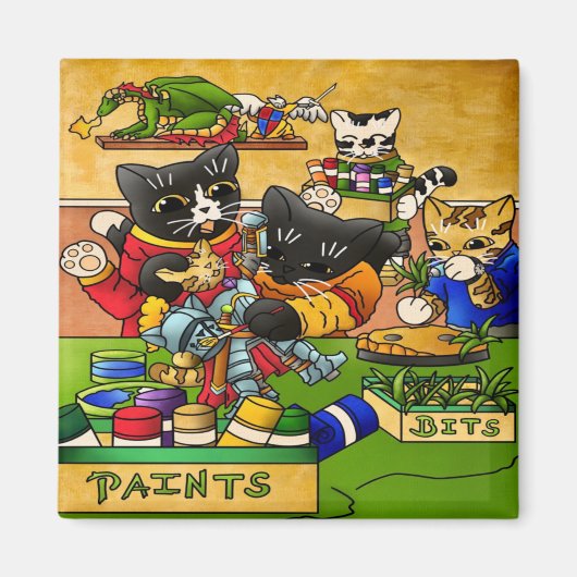 Aimant Chat de chevalier miniature modèle de peinture cha (Devant)