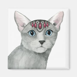 Aimant Chat de Downton incrusté de bijoux