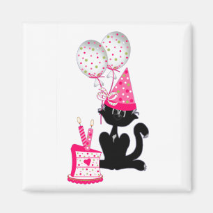 Aimant Chat de fête d'anniversaire