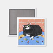 Aimant Chat de graisse et un tapis de biscuits de poisson (Recto/Verso)