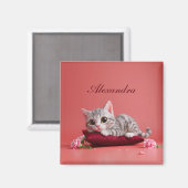 Aimant Chat de janvier mignon avec oeillets (Recto/Verso)