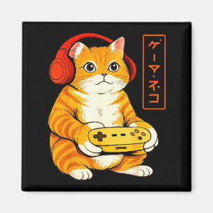 Aimant Chat de joueur japonais Cadeaux de jeu vintage drô