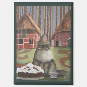 Aimant Chat de la Forêt-Noire allemande avec gâteau